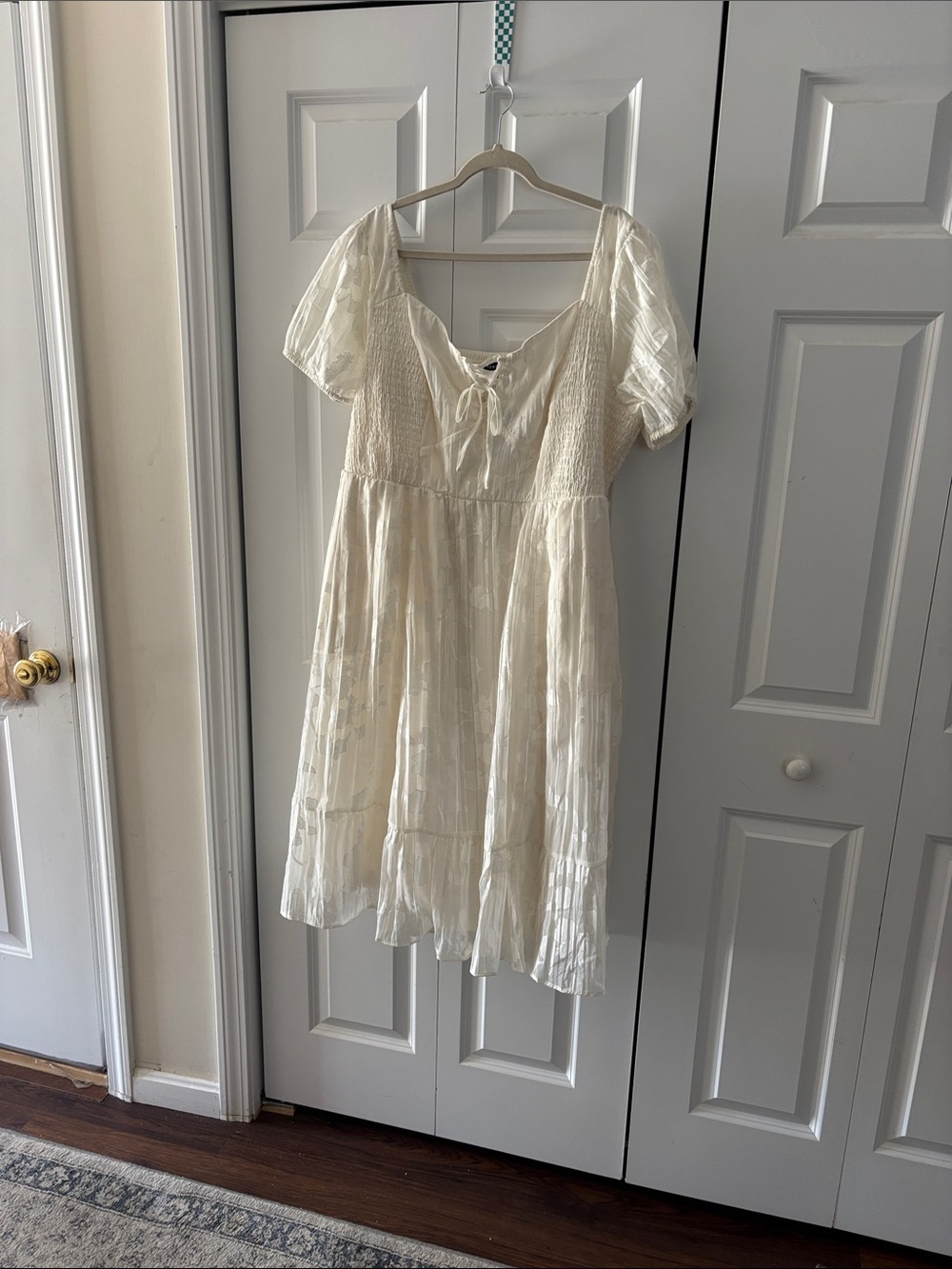 torrid Pristine Cream Smocked Midi Dress